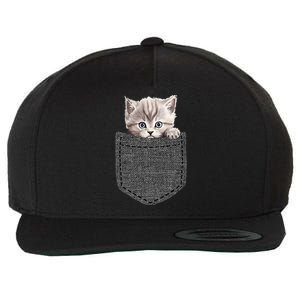 Cat In Pocket Wool Snapback Cap