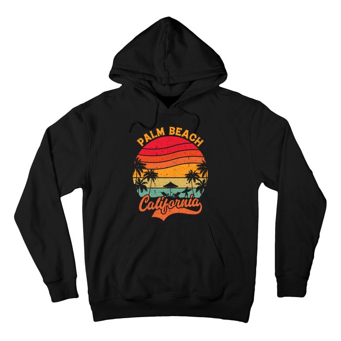 California Island Palm Beach Surfboard Surf Retro Vintage Hoodie