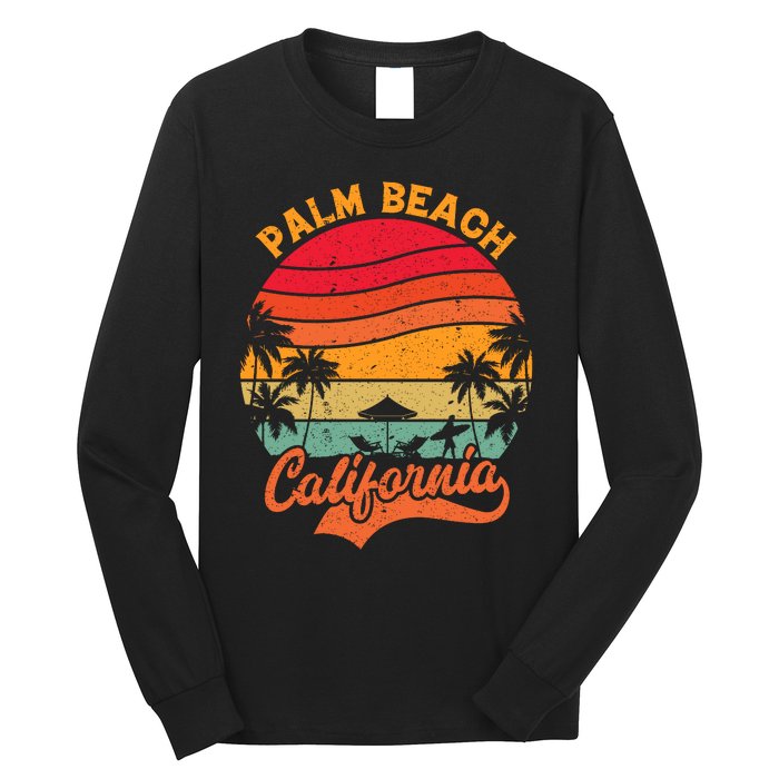 California Island Palm Beach Surfboard Surf Retro Vintage Long Sleeve Shirt