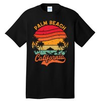 California Island Palm Beach Surfboard Surf Retro Vintage Tall T-Shirt