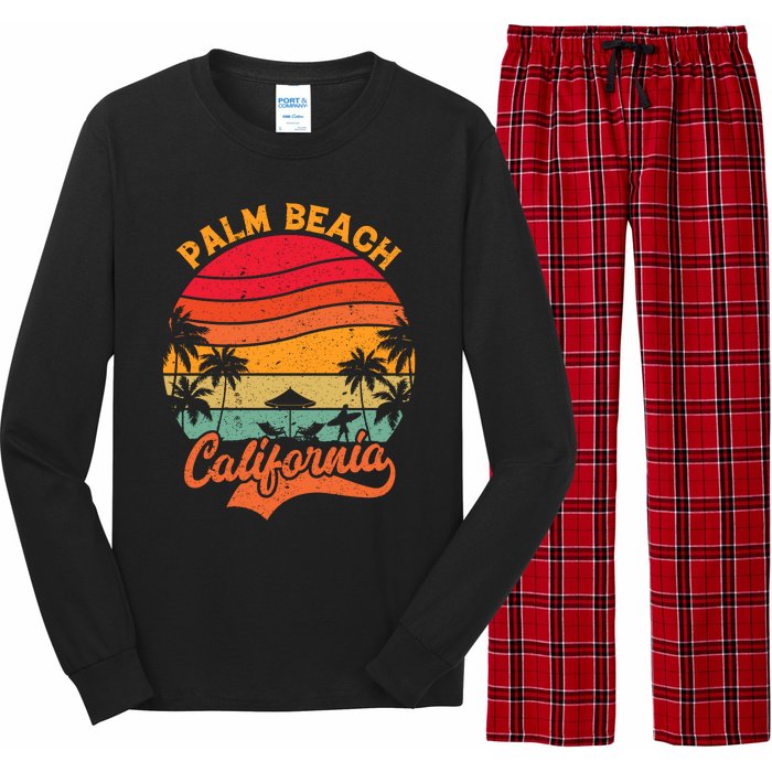 California Island Palm Beach Surfboard Surf Retro Vintage Long Sleeve Pajama Set