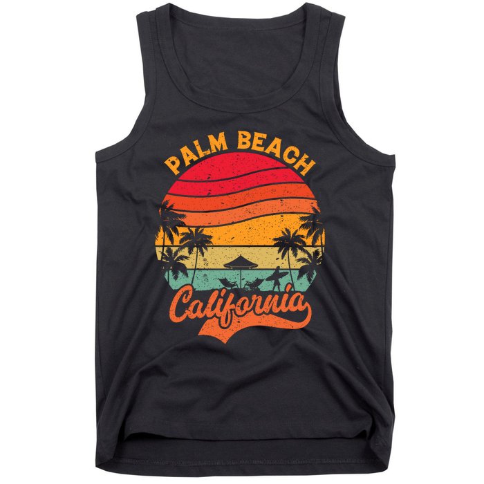 California Island Palm Beach Surfboard Surf Retro Vintage Tank Top