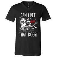 Can I Pet That Dog Skeleton V-Neck T-Shirt