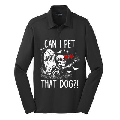 Can I Pet That Dog Skeleton Silk Touch Performance Long Sleeve Polo