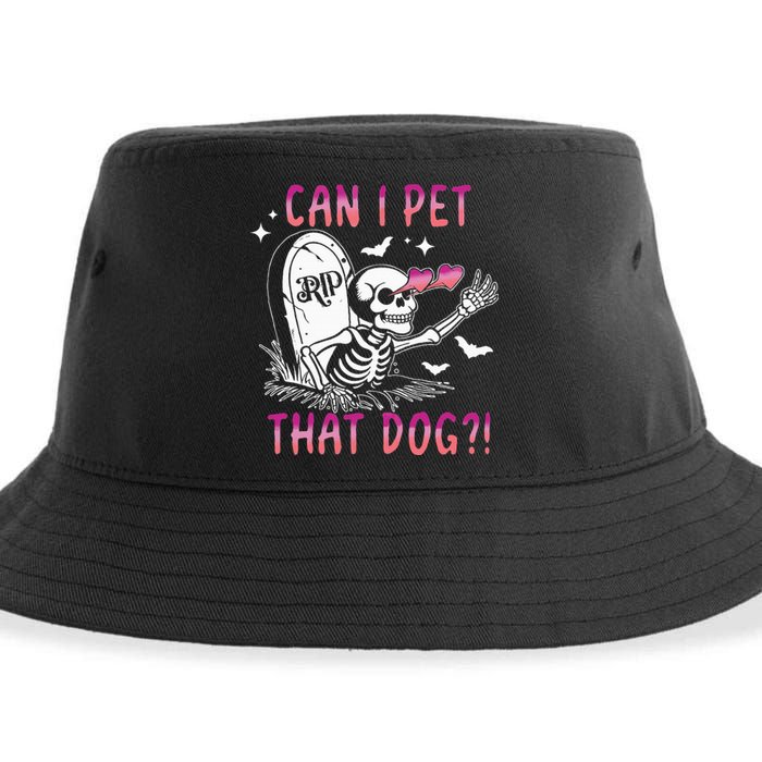 Can I Pet That Dog Skeleton Halloween Sweat Sustainable Bucket Hat