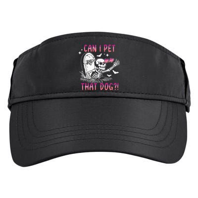 Can I Pet That Dog Skeleton Halloween Sweat Adult Drive Performance Visor