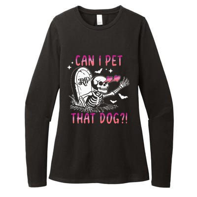 Can I Pet That Dog Skeleton Halloween Sweat Womens CVC Long Sleeve Shirt