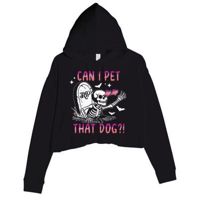 Can I Pet That Dog Skeleton Halloween Sweat Crop Fleece Hoodie