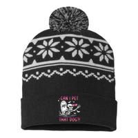 Can I Pet That Dog Skeleton Halloween Sweat USA-Made Snowflake Beanie