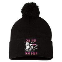 Can I Pet That Dog Skeleton Halloween Sweat Pom Pom 12in Knit Beanie