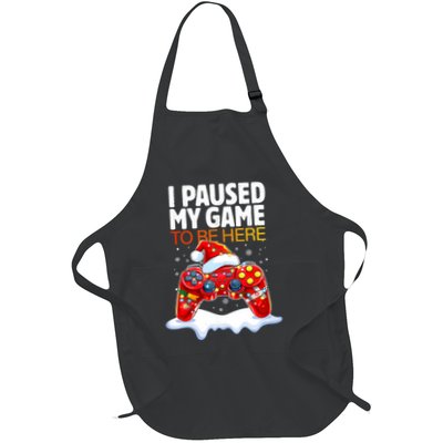 Christmas I Paused My Game To Be Here Funny Sarcastic Full-Length Apron With Pockets