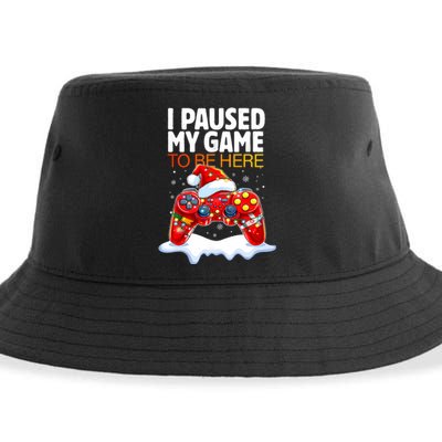 Christmas I Paused My Game To Be Here Funny Sarcastic Sustainable Bucket Hat