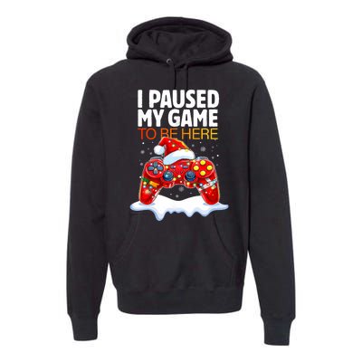 Christmas I Paused My Game To Be Here Funny Sarcastic Premium Hoodie