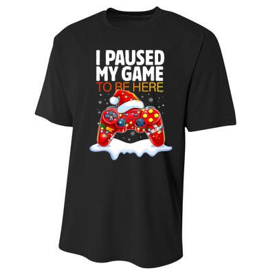 Christmas I Paused My Game To Be Here Funny Sarcastic Performance Sprint T-Shirt