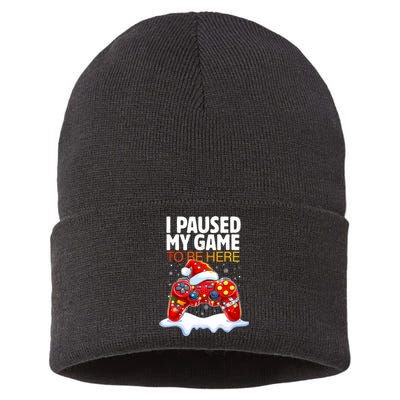 Christmas I Paused My Game To Be Here Funny Sarcastic Sustainable Knit Beanie