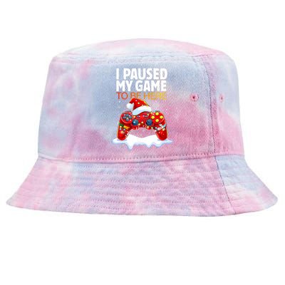 Christmas I Paused My Game To Be Here Funny Sarcastic Tie-Dyed Bucket Hat