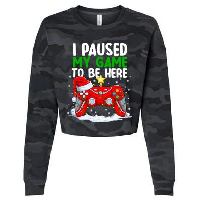 Christmas I Paused My Game To Be Here Funny Sarcastic Cropped Pullover Crew