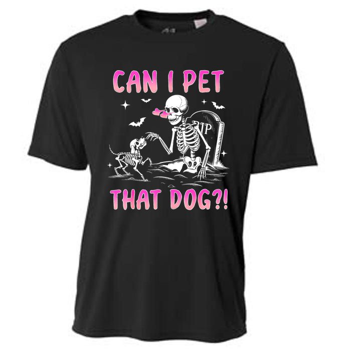 Can I Pet That Dog Funny Skeleton Dog Lover Halloween Cooling Performance Crew T-Shirt