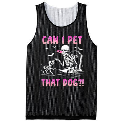 Can I Pet That Dog Funny Skeleton Dog Lover Halloween Mesh Reversible Basketball Jersey Tank