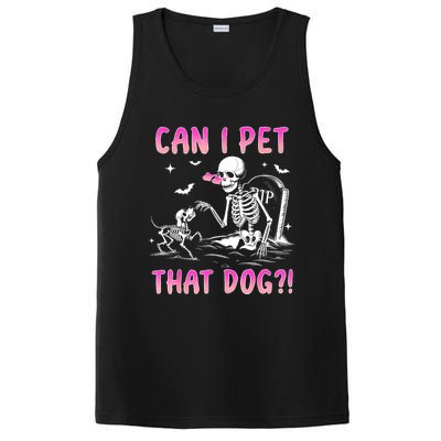 Can I Pet That Dog Funny Skeleton Dog Lover Halloween PosiCharge Competitor Tank