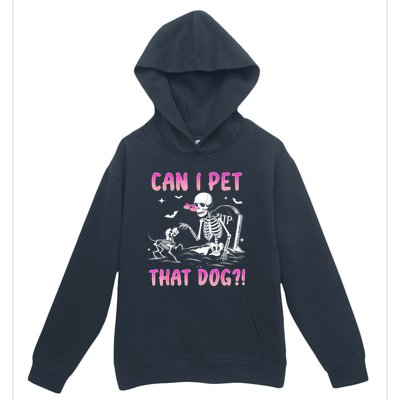 Can I Pet That Dog Funny Skeleton Dog Lover Halloween Urban Pullover Hoodie