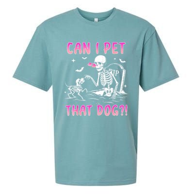 Can I Pet That Dog Funny Skeleton Dog Lover Halloween Sueded Cloud Jersey T-Shirt