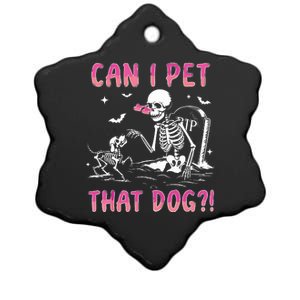 Can I Pet That Dog Funny Skeleton Dog Lover Halloween Ceramic Star Ornament