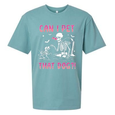 Can I Pet That Dog Funny Skeleton Dog Lover Halloween Sueded Cloud Jersey T-Shirt