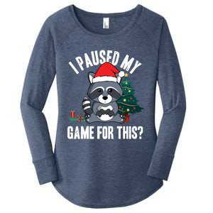 Christmas I Paused My Game For This? Raccoon Lovers Gamer Meaningful Gift Women's Perfect Tri Tunic Long Sleeve Shirt