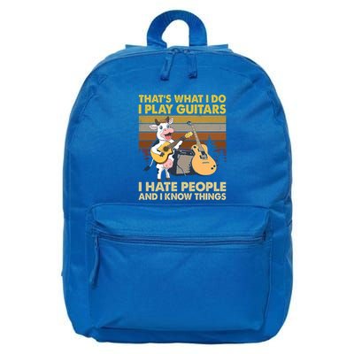 Cow I Play Guitars I Hate People And I Know Things Gift 16 in Basic Backpack