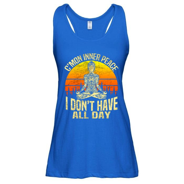 Cmon Inner Peace I Dont Have All Day Funny Gift Meditation Yoga Funny Gift Ladies Essential Flowy Tank