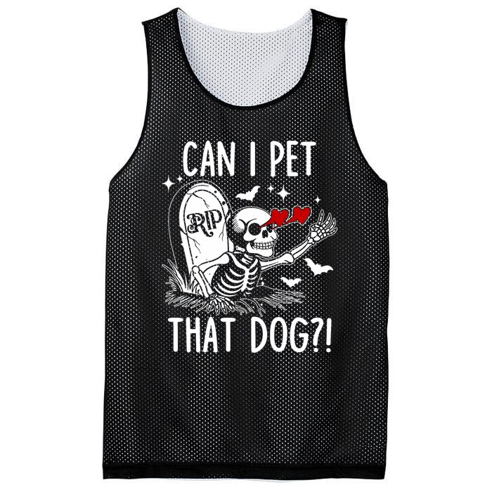 Can I Pet That Dog Skeleton Funny Dog Lover Mesh Reversible Basketball Jersey Tank