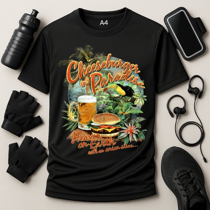 Cheeseburger In Paradise Heaven On Earth Cooling Performance Crew T-Shirt