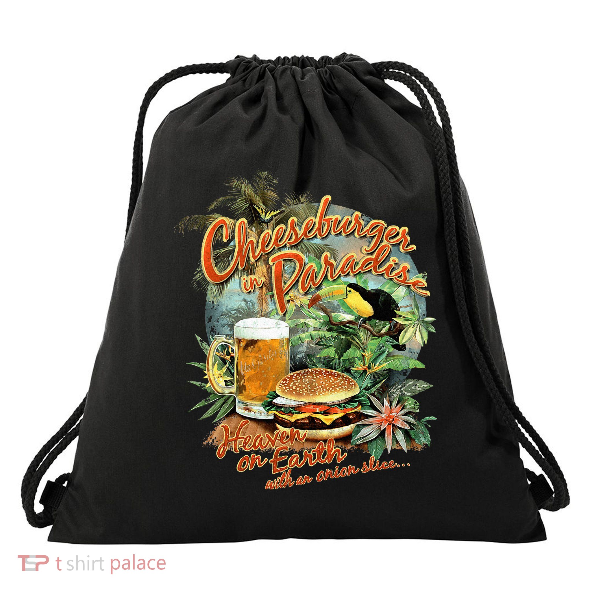 Cheeseburger In Paradise Heaven On Earth Drawstring Bag