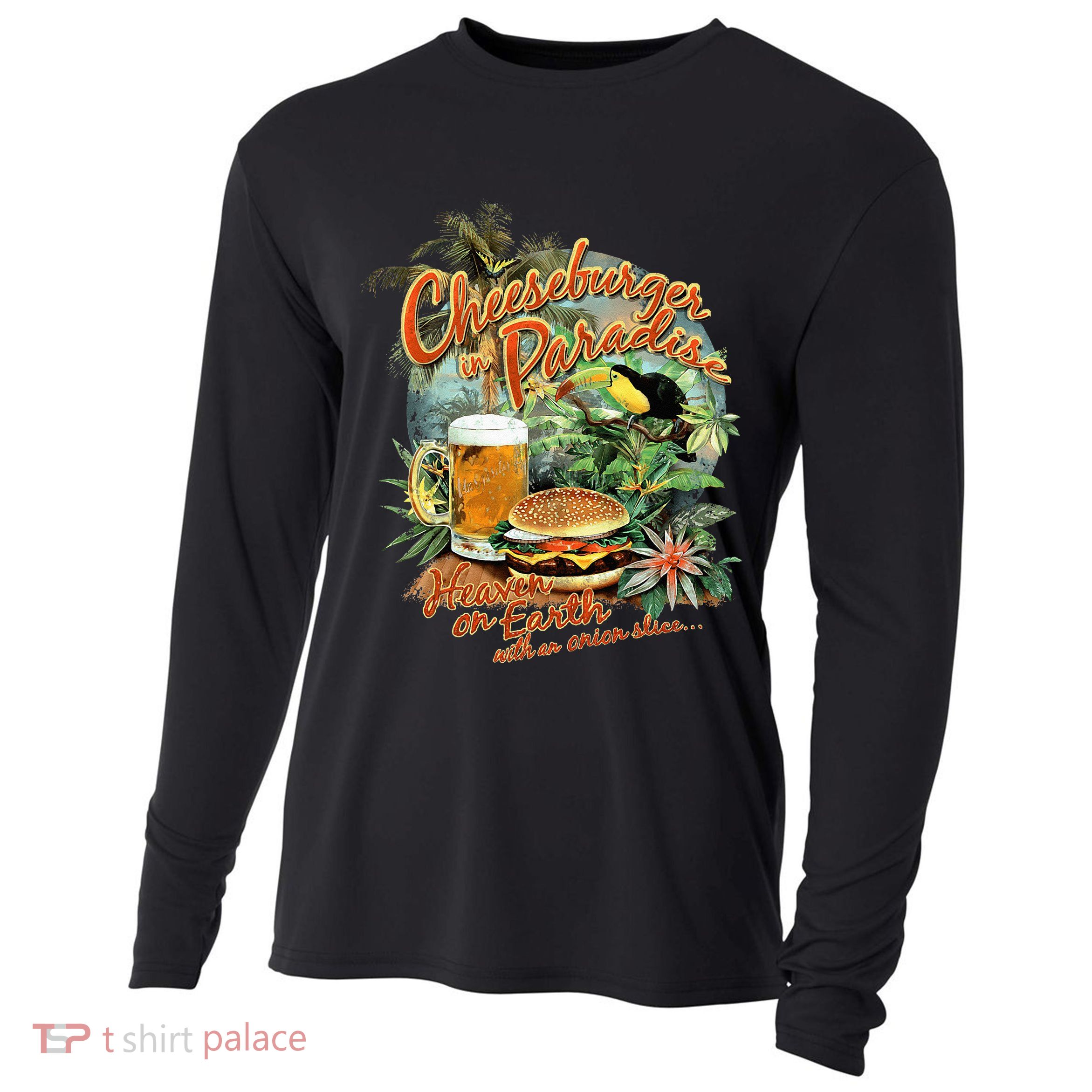 Cheeseburger In Paradise Heaven On Earth Cooling Performance Long Sleeve Crew
