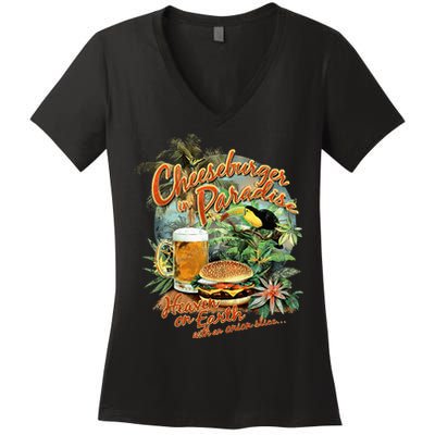 Cheeseburger In Paradise Heaven On Earth Women's V-Neck T-Shirt