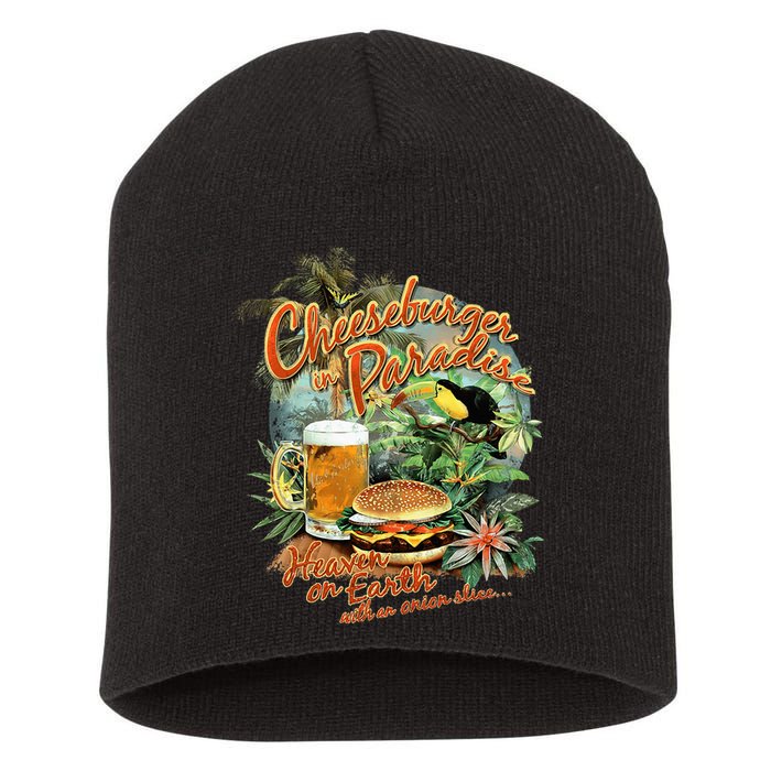 Cheeseburger In Paradise Heaven On Earth Short Acrylic Beanie