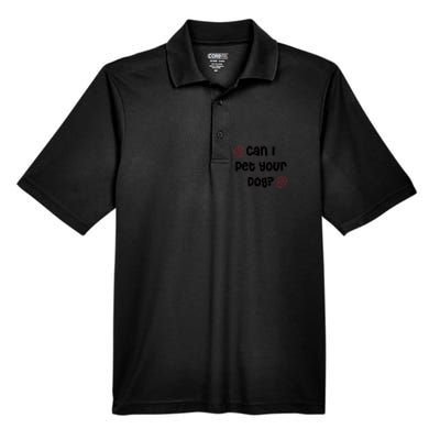 Can I Pet Your Dog? Funny Cute Pet Lover Saying Men's Origin Performance Pique Polo