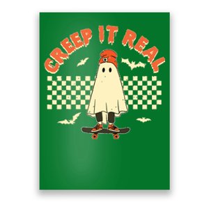 Creep It Real Skateboarding Ghost Retro Halloween Costume Poster