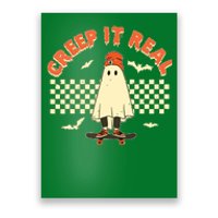 Creep It Real Skateboarding Ghost Retro Halloween Costume Poster