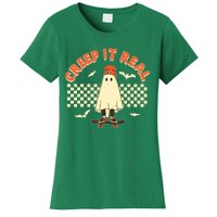 Creep It Real Skateboarding Ghost Retro Halloween Costume Women's T-Shirt