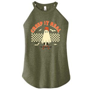 Creep It Real Skateboarding Ghost Retro Halloween Costume Women's Perfect Tri Rocker Tank