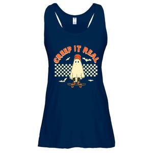 Creep It Real Skateboarding Ghost Retro Halloween Costume Ladies Essential Flowy Tank