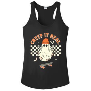 Creep It Real Skateboarding Ghost Retro Halloween Costume Ladies PosiCharge Competitor Racerback Tank