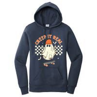 Creep It Real Skateboarding Ghost Retro Halloween Costume Women's Pullover Hoodie