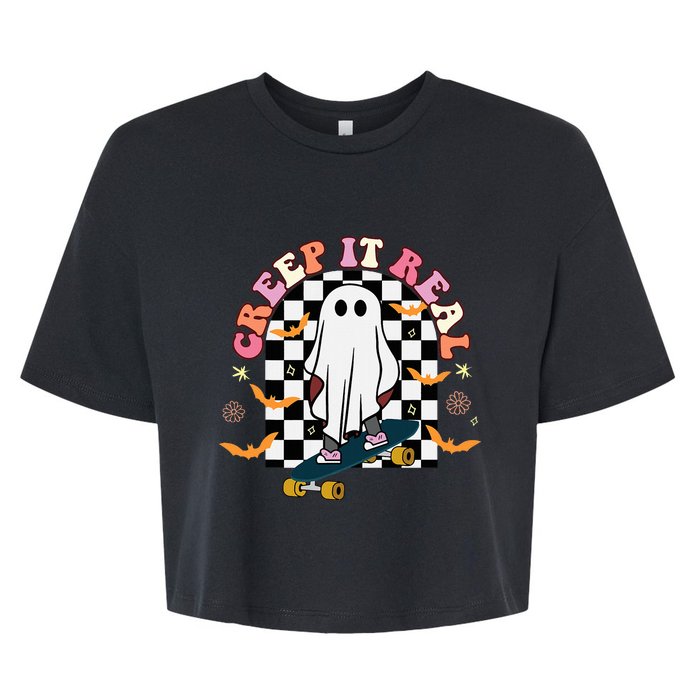 Creep It Real Skateboarder Ghost Bella+Canvas Jersey Crop Tee