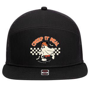 Creep It Real Spooky Ghost Mouse 7 Panel Mesh Trucker Snapback Hat