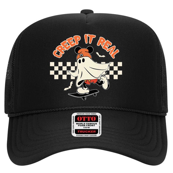 Creep It Real Spooky Ghost Mouse High Crown Mesh Back Trucker Hat