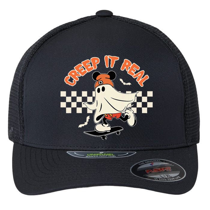 Creep It Real Spooky Ghost Mouse Flexfit Unipanel Trucker Cap