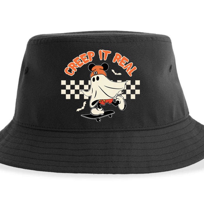 Creep It Real Spooky Ghost Mouse Sustainable Bucket Hat